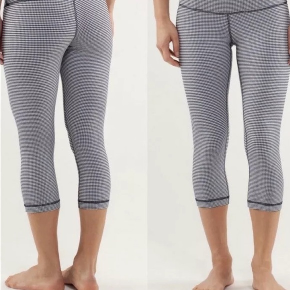Lululemon wunder under crop tight gingham print sz 4 yoga gym running leggings - Picture 1 of 7